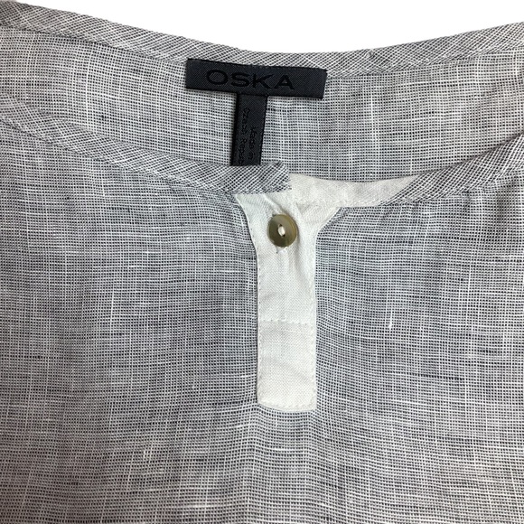 OSKA Linen Midi Dress White Gray #510 - Picture 7 of 8